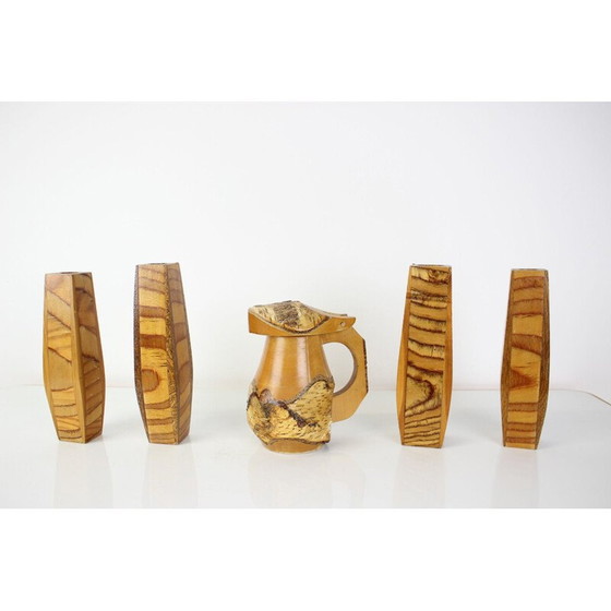 Image 1 of Vintage handgemaakte houten objecten, Tsjecho-Slowakije 1950