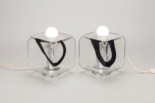 Fratelli Toso, Paar Murano Geblazen Glazen Lampen, F.Lli Toso, Murano Italië 1970S