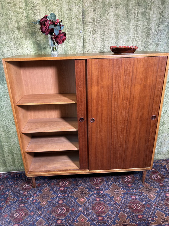 Image 1 of Mid century retro vintage teak en eiken boekenkast Zweeds 1960