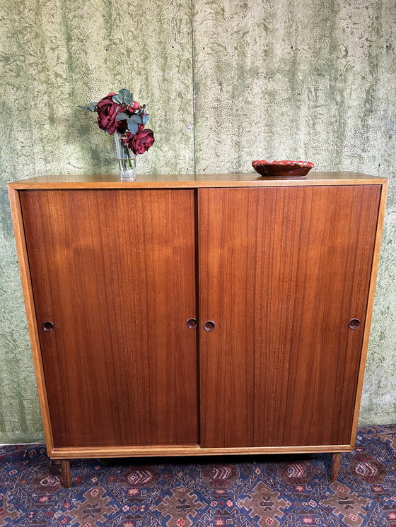 Image 1 of Mid century retro vintage teak en eiken boekenkast Zweeds 1960