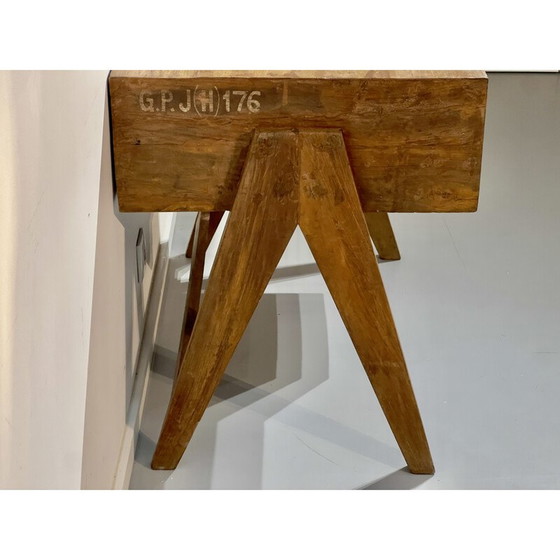 Image 1 of Vintage teak houten bureau van Pierre Jeanneret, 1952