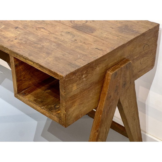 Image 1 of Vintage teak houten bureau van Pierre Jeanneret, 1952