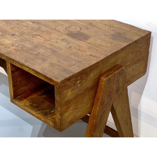 Vintage teak houten bureau van Pierre Jeanneret, 1952