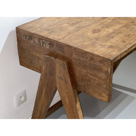 Image 1 of Vintage teak houten bureau van Pierre Jeanneret, 1952