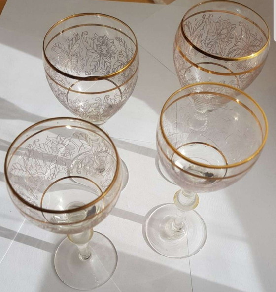 Image 1 of Vintage goud geëtste wijnglazen