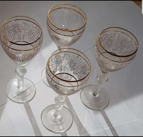 Image 1 of Vintage goud geëtste wijnglazen