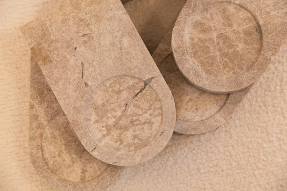 Image 1 of 4x Vintage Emperador Light Ovaal Koffie Bordjes