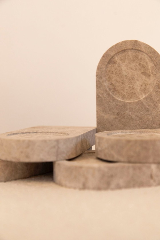 Image 1 of 4x Vintage Emperador Light Ovaal Koffie Bordjes