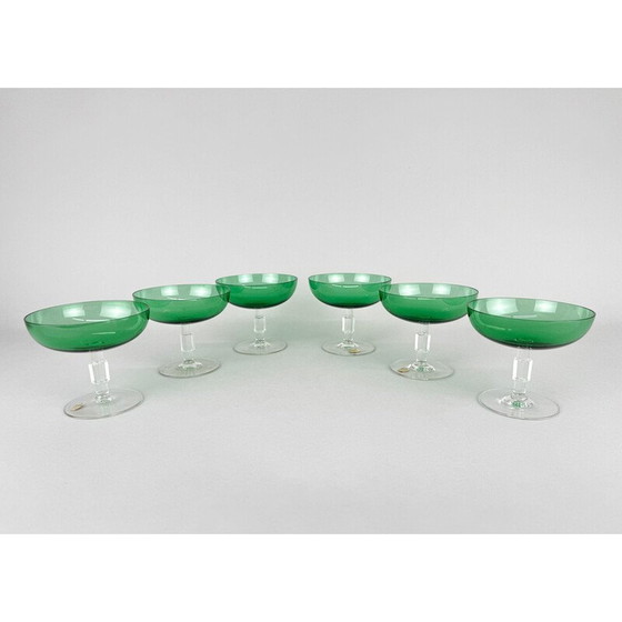 Image 1 of Set van 6 vintage Art Deco glazen, Tsjecho-Slowakije