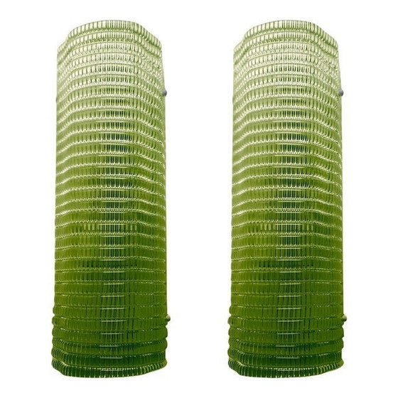 Image 1 of Set van twee diamanten groene rechthoekige wandlampen van Murano glas