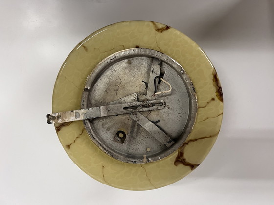 Image 1 of Mid Century Xxl Gemarmerde Plafonnière In De Vorm Van Een Halve Bol