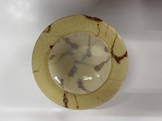 Image 1 of Mid Century Xxl Gemarmerde Plafonnière In De Vorm Van Een Halve Bol