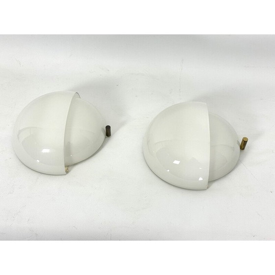 Image 1 of Paar vintage Mania wandlampen in Murano glas en messing van Vico Magistretti voor Artemide, Italië 1960