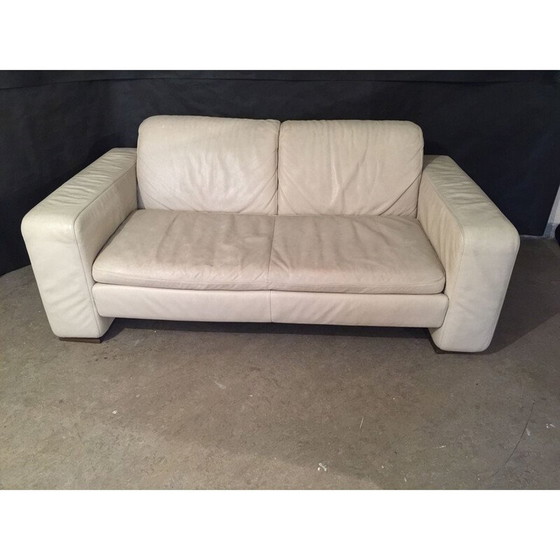 Image 1 of Vintage witte crème bank van Natuzzi Italië