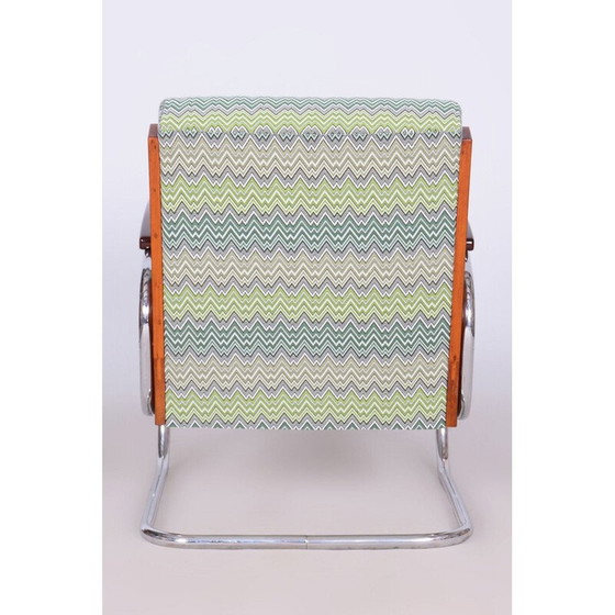 Image 1 of Vintage Art Deco fauteuil in beukenhout en verchroomd staal, Tsjecho-Slowakije 1930