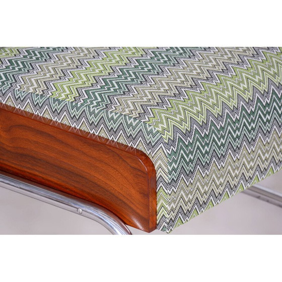 Image 1 of Vintage Art Deco fauteuil in beukenhout en verchroomd staal, Tsjecho-Slowakije 1930