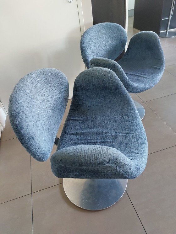 Image 1 of 4x Artifort Little Tulip Draaifauteuil Blauw