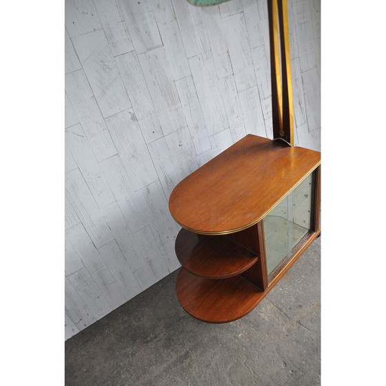 Image 1 of Vintage walnoten bar met lamp, 1950