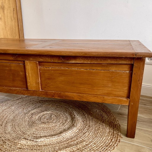 Vintage massief houten salontafel met 2 laden