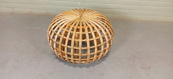 Image 1 of Vintage rotan voetenbank, rond