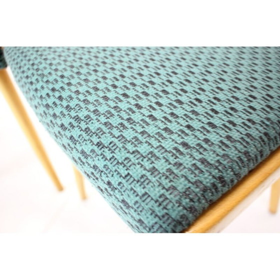 Image 1 of Set van 4 vintage houten en stoffen eetkamerstoelen van Antonin Suman, Tsjecho-Slowakije 1960