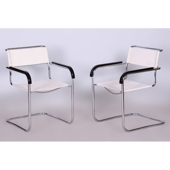 Image 1 of Paar vintage Bauhaus fauteuils in verchroomd staal van Marcel Breuer voor Thonet, Tsjecho-Slowakije 1930