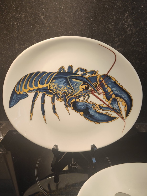 Image 1 of Pillivuyt France Decor Grand Feu Blue Lobster (2) And Raie (1)