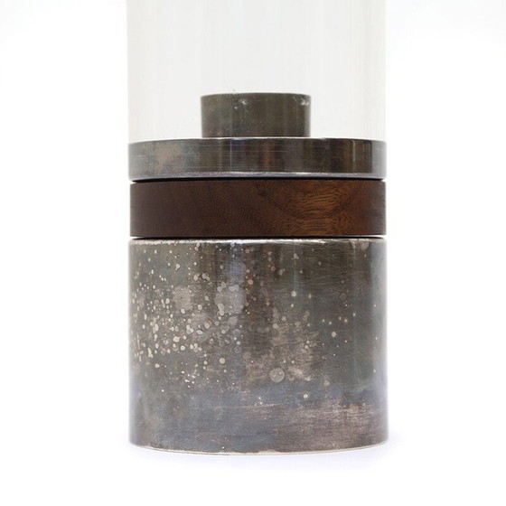 Image 1 of Vintage verzilverd hout en plexiglas kandelaar van Christofle, 1960