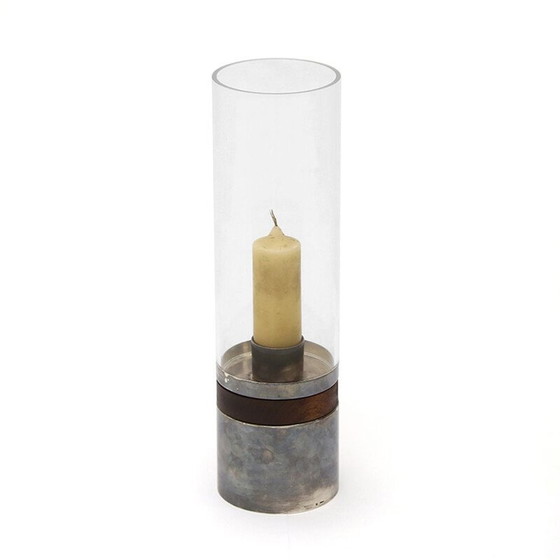 Image 1 of Vintage verzilverd hout en plexiglas kandelaar van Christofle, 1960