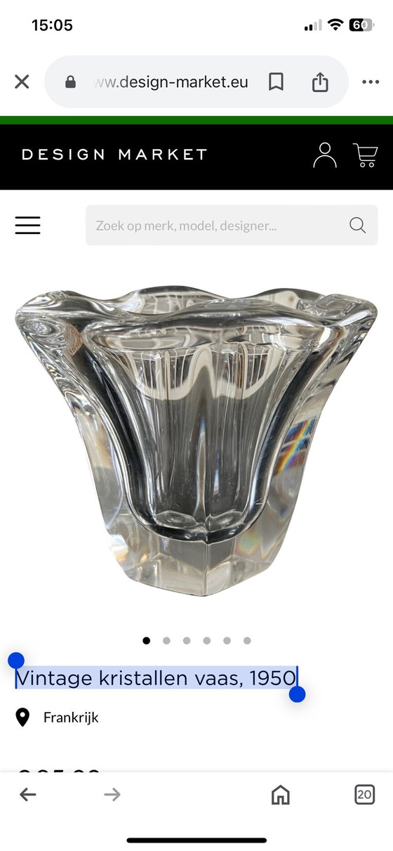 Image 1 of Vintage Val St. Lambert Crystal de France 1950