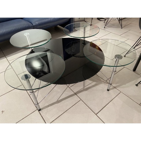 Image 1 of Vintage zwart glazen tafel van Michel Boyer, 1990