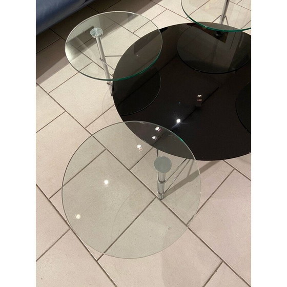 Image 1 of Vintage zwart glazen tafel van Michel Boyer, 1990