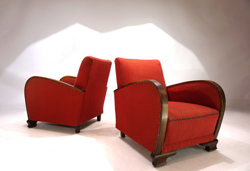 Art Deco set van 2 loungestoelen, 1930