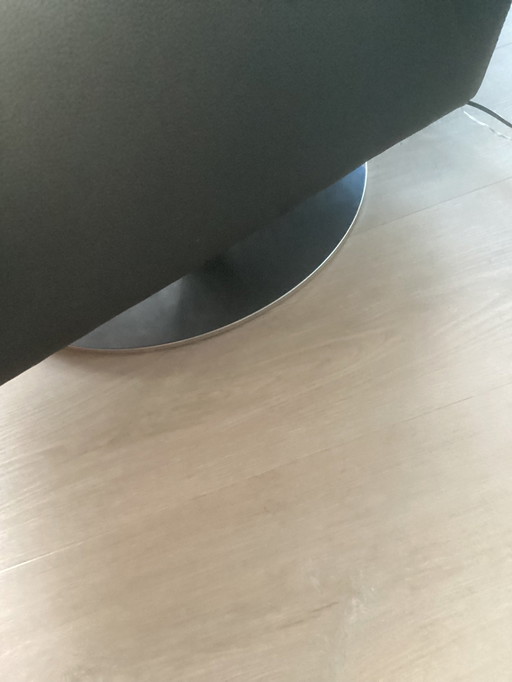 Framati Zwart Lederen Draaifauteul