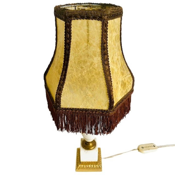 Image 1 of Vintage marmeren lampenvoet barok lampenkapje