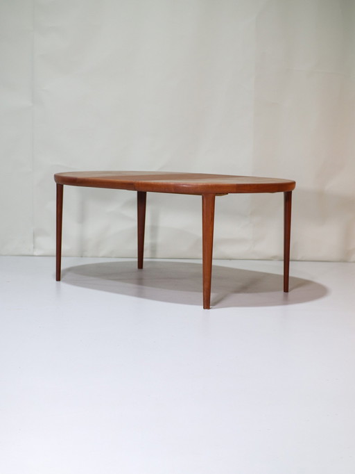 Eettafel Vv Møbler Uitschuifbaar Rond Teak Deens Vintage