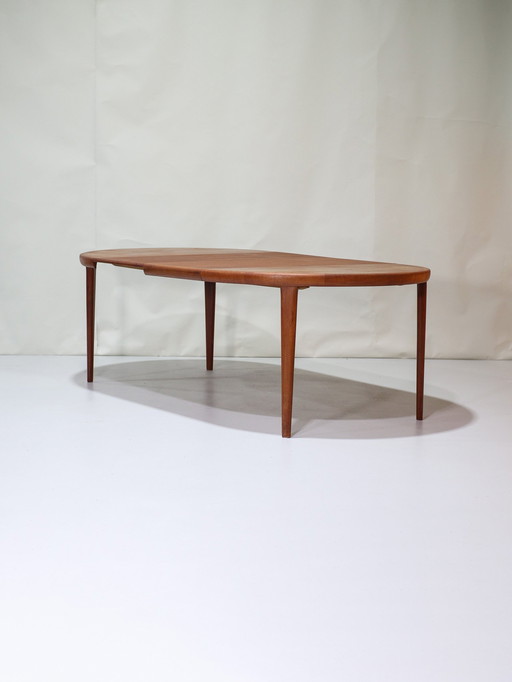 Eettafel Vv Møbler Uitschuifbaar Rond Teak Deens Vintage