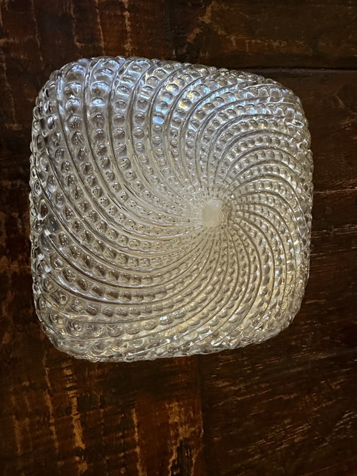 Mid-century glazen plafondlamp koraal