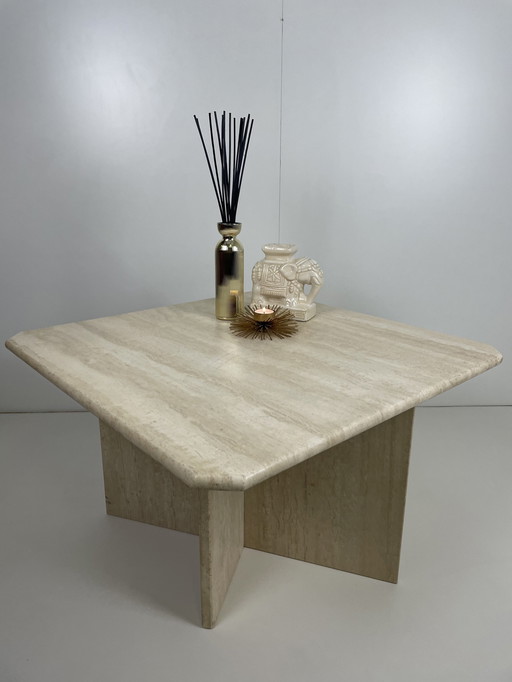 Vintage travertine bijzettafel / salontafel 