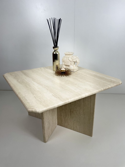 Vintage travertine bijzettafel / salontafel 