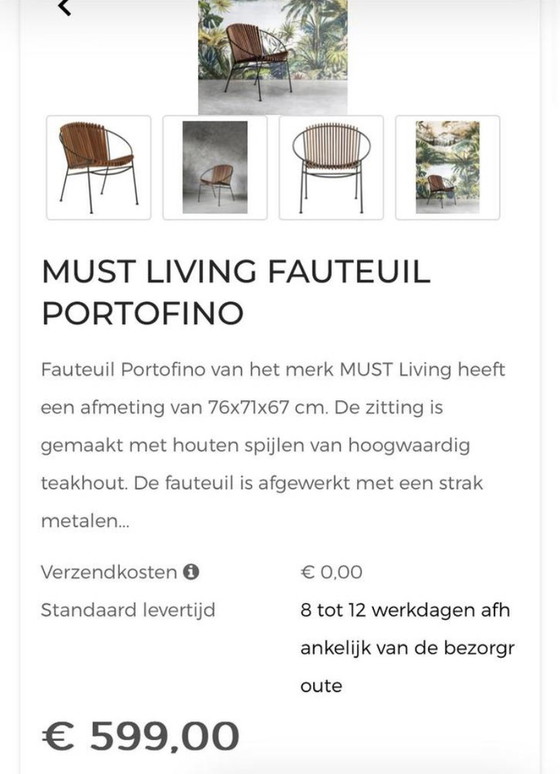 Image 1 of Must living Portofino chair