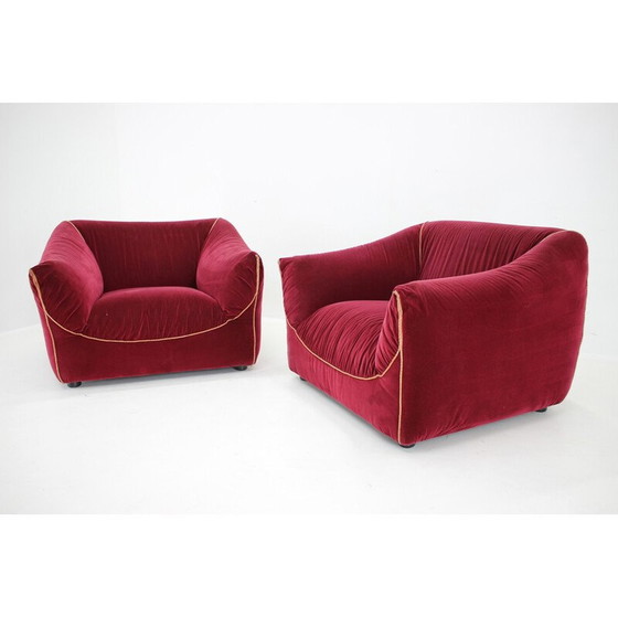 Image 1 of Paar vintage fluwelen fauteuils, Italië 1970