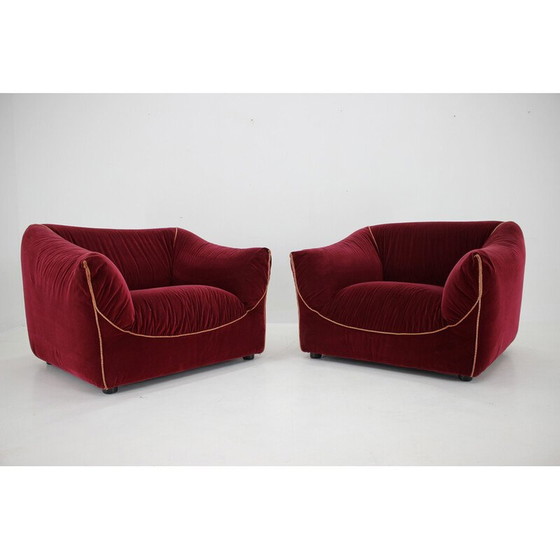 Image 1 of Paar vintage fluwelen fauteuils, Italië 1970