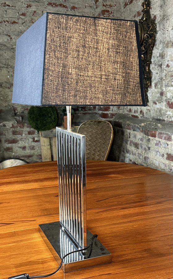 Image 1 of Verchroomd metalen design lamp 2000's Ht 70 Cm