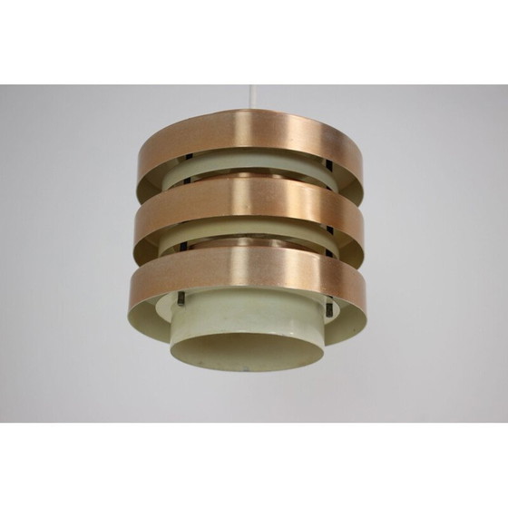 Image 1 of Vintage metalen en messing hanglamp van Drupol, Tsjecho-Slowakije 1970