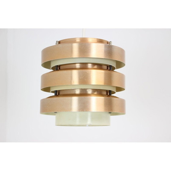 Image 1 of Vintage metalen en messing hanglamp van Drupol, Tsjecho-Slowakije 1970