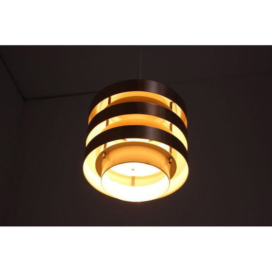 Image 1 of Vintage metalen en messing hanglamp van Drupol, Tsjecho-Slowakije 1970