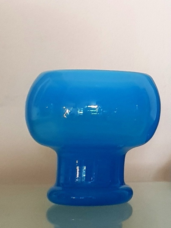 Image 1 of 3X Mid Century Blauwe Vazen Van Friedrich Glas, 1960S