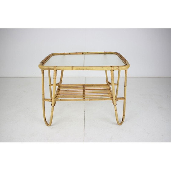 Image 1 of Vintage salontafel in rotan, Tsjecho-Slowakije 1960