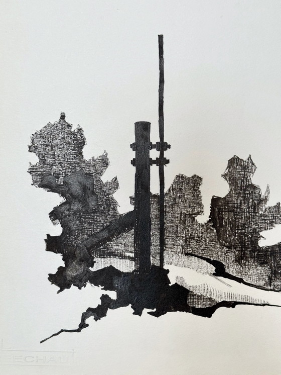 Image 1 of Echo's van het landschap (2 kunstwerken) Inkt, 1977 - Eugène Eechaut (1928-2019)